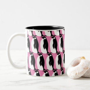 Tasse 2 Couleurs Pingouin Motif rose noir blanc