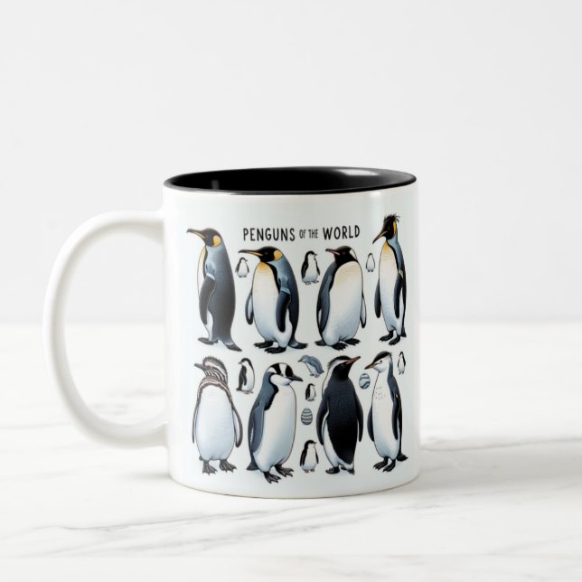 Tasse 2 Couleurs Pingouins du monde de la Mug, mignonne pingouin de (Gauche)