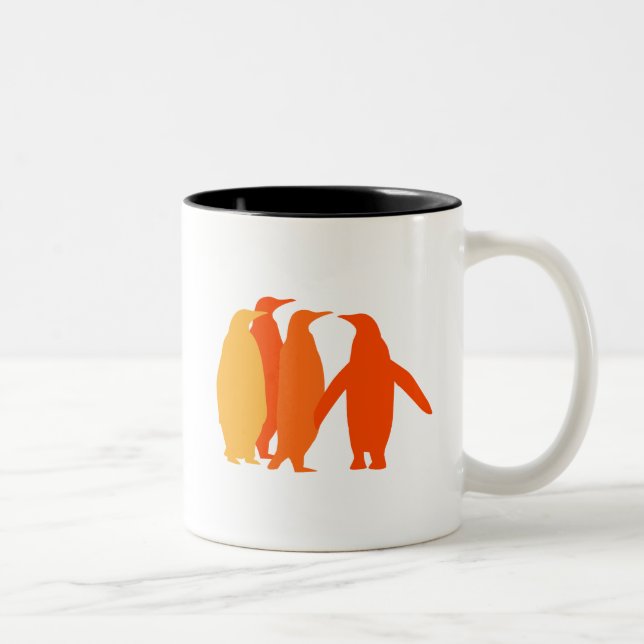 Tasse 2 Couleurs Pingouins orange (Droit)