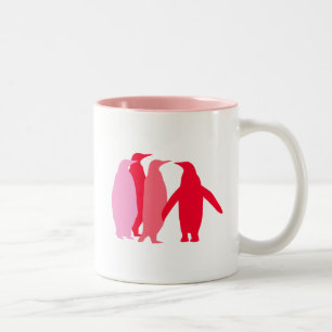 Tasse 2 Couleurs Pingouins roses et rouges