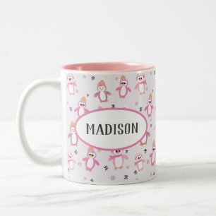 Tasse 2 Couleurs Pingouins roses Noël pour enfants