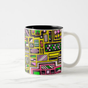 Tasse 2 Couleurs Pink and Yellow Geometric shapes pop art punk