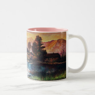 TASSE 2 COULEURS PINK MOUNTAINS LAC ALPINE SUNSET PAYSAGE