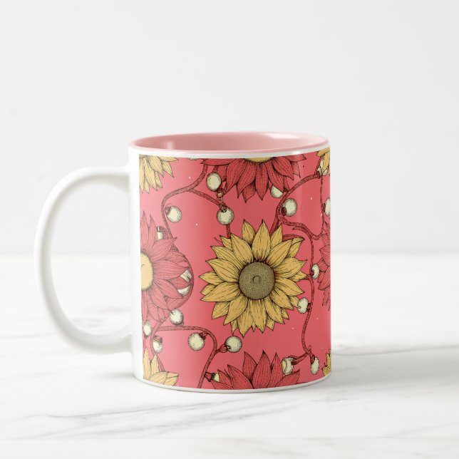 Tasse 2 Couleurs Pink Sunflowers Christmas (Gauche)