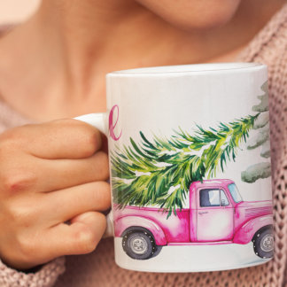 Tasse 2 Couleurs Pink Truck Christmas Adventure