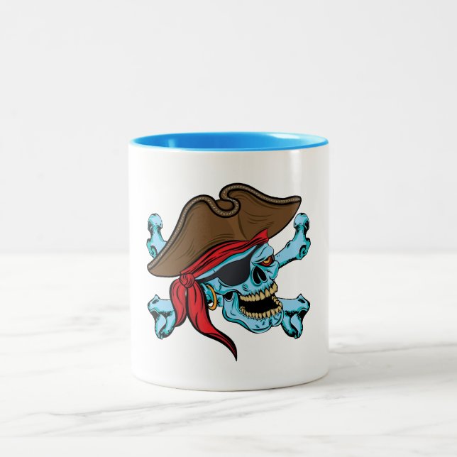 Tasse 2 Couleurs Pirate crâne et os croisés (Centre)