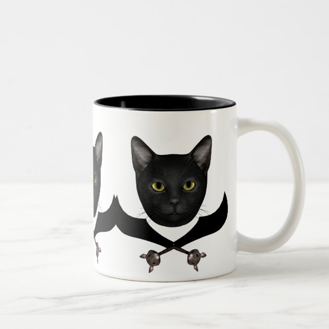 Tasse 2 Couleurs Pirate Drapeau Chat (Droit)
