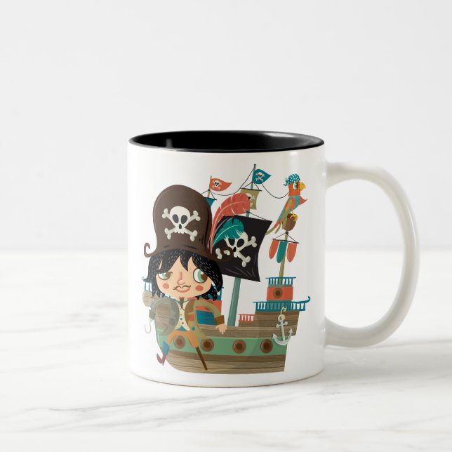 Tasse 2 Couleurs Pirate et bateau de pirate (Droit)