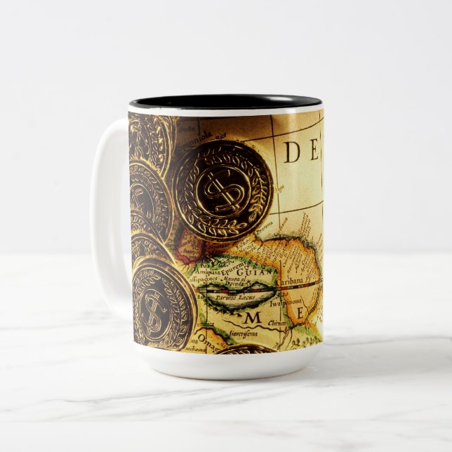 Tasse 2 Couleurs Pirates Gold Treasure Map (Devant gauche)