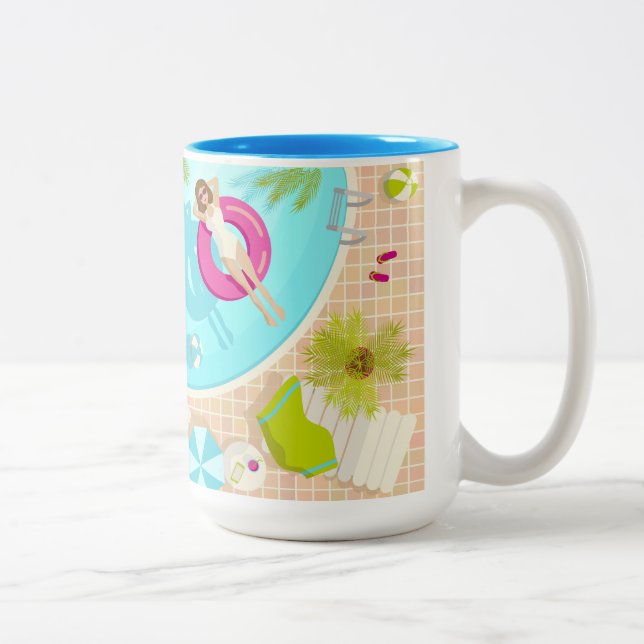 Tasse 2 Couleurs Piscine fille en bikini plage d'été (Droit)