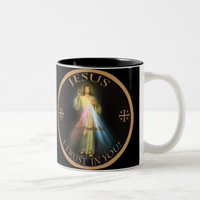 TASSE 2 COULEURS PITIÉ DIVINE, CONFIANCE DE JÉSUS I DANS VOUS (Droit)