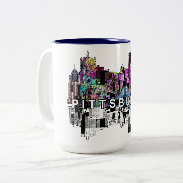 Tasse 2 Couleurs Pittsburgh, Pennsylvanie en graffiti (Devant gauche)
