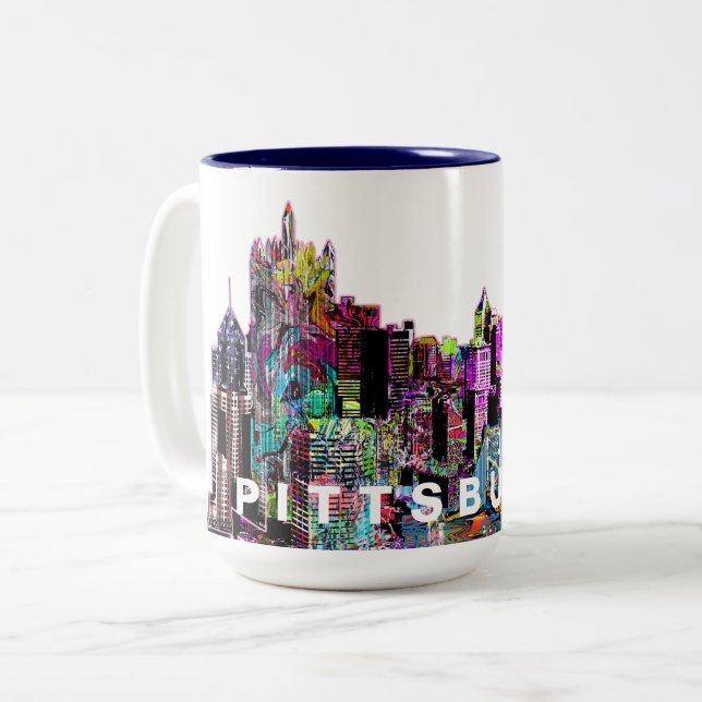 Tasse 2 Couleurs Pittsburgh, Pennsylvanie en graffiti (Devant gauche)