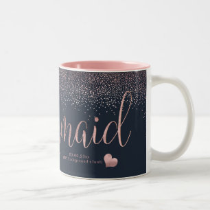 Tasse 2 Couleurs PixDezines Bridesmaid/Faux Rose Gold Confetti