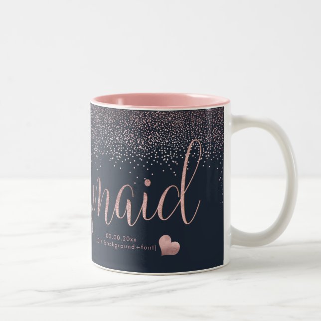Tasse 2 Couleurs PixDezines Bridesmaid/Faux Rose Gold Confetti (Droit)