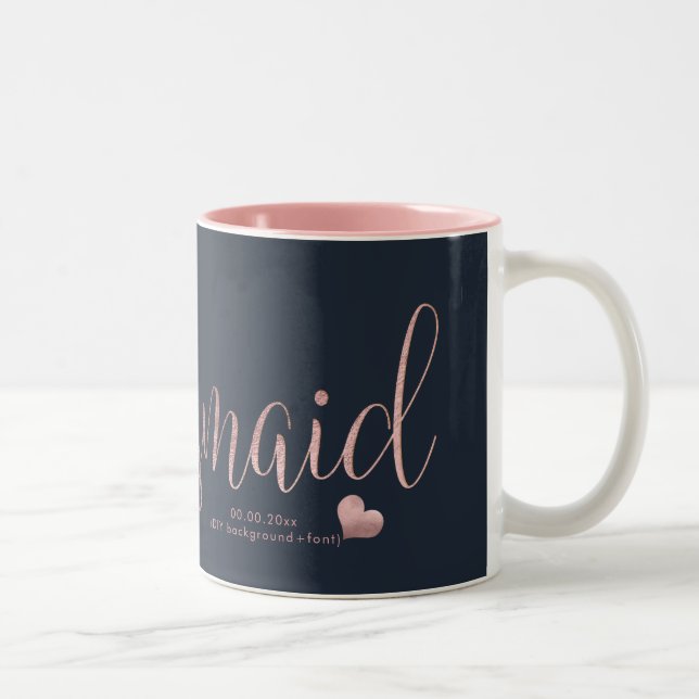 Tasse 2 Couleurs PixDezines Bridesmaid/Faux Rose Gold+Navy Blue (Droit)