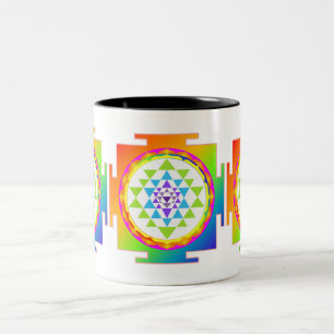 Tasse 2 Couleurs PixDezines Sri Yantra Chakra Nettoyage/DIY fond
