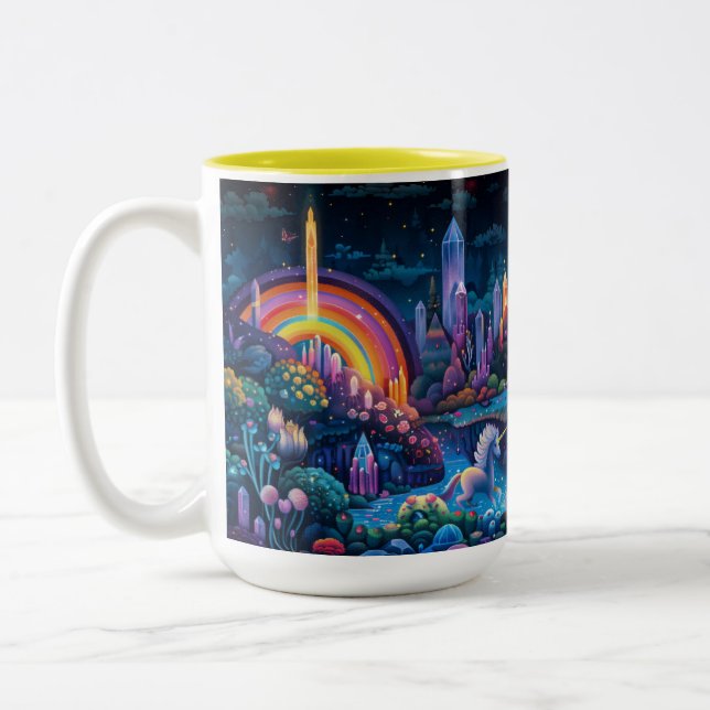 Tasse 2 Couleurs Pixel Art Unicorn Crystal Paradise (Gauche)