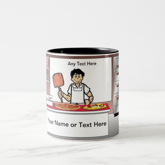 Tasse 2 Couleurs Pizza Maker - Dessin masculin (Centre)
