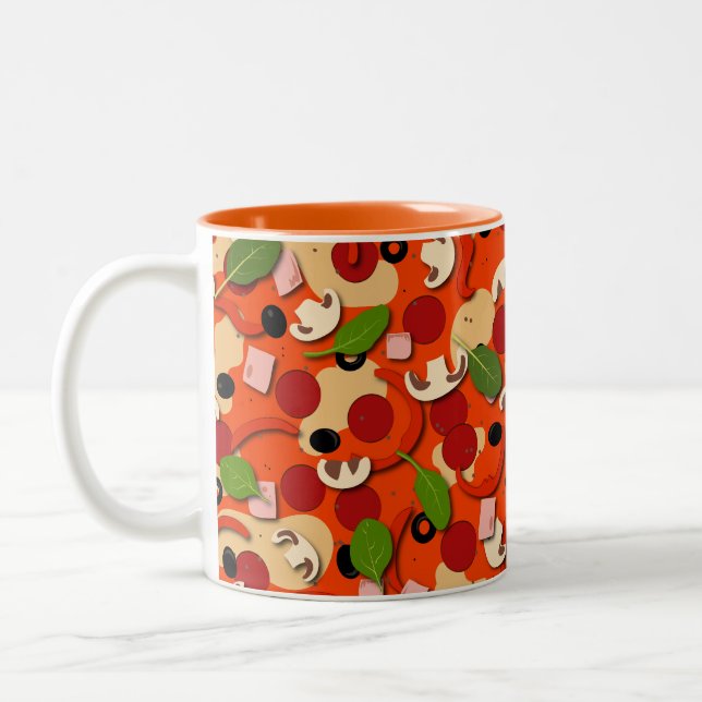 Tasse 2 Couleurs Pizza Toppings amusant (Gauche)