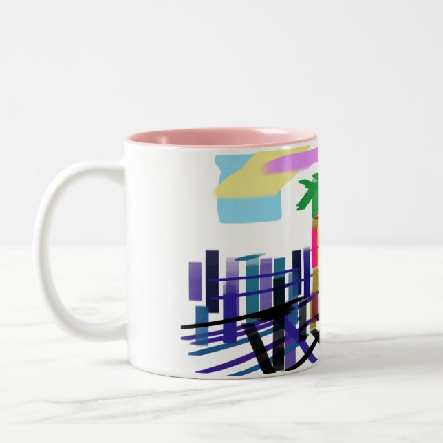Tasse 2 Couleurs Plage de flamants roses (Gauche)