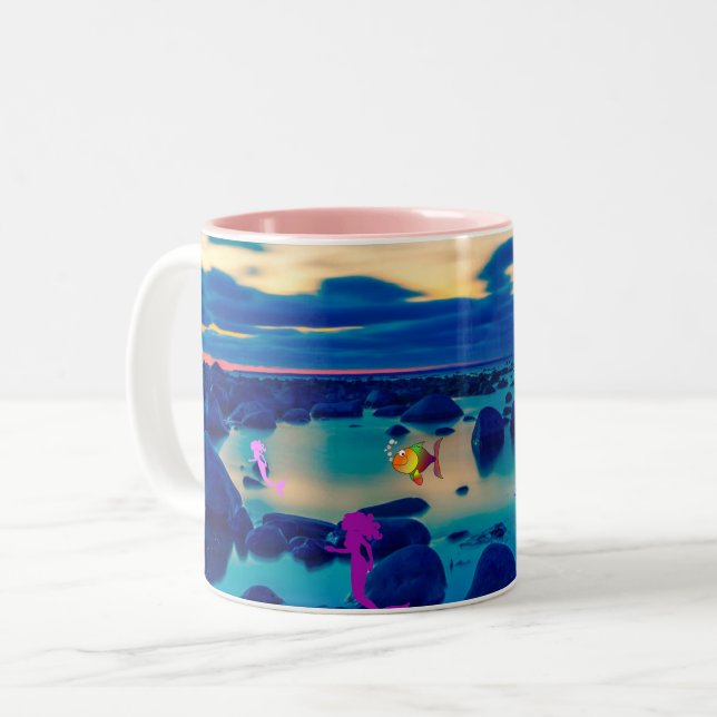 Tasse 2 Couleurs Plage de Mermaid (Devant gauche)