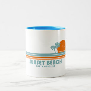 Tasse 2 Couleurs Plage de Sunset Beach Caroline du Nord Palmiers