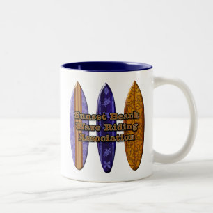 Tasse 2 Couleurs Plage de Sunset Beach Hawaïen Surfboards Wave Ride
