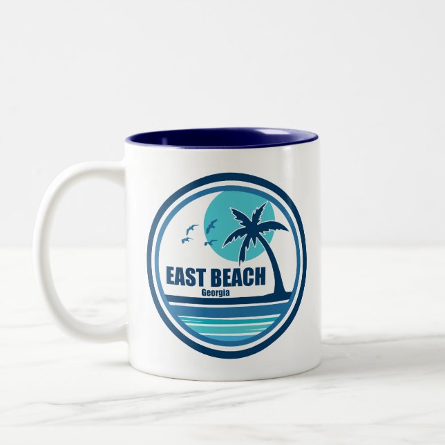 Tasse 2 Couleurs Plage Est Géorgie Palmier Oiseaux (Gauche)