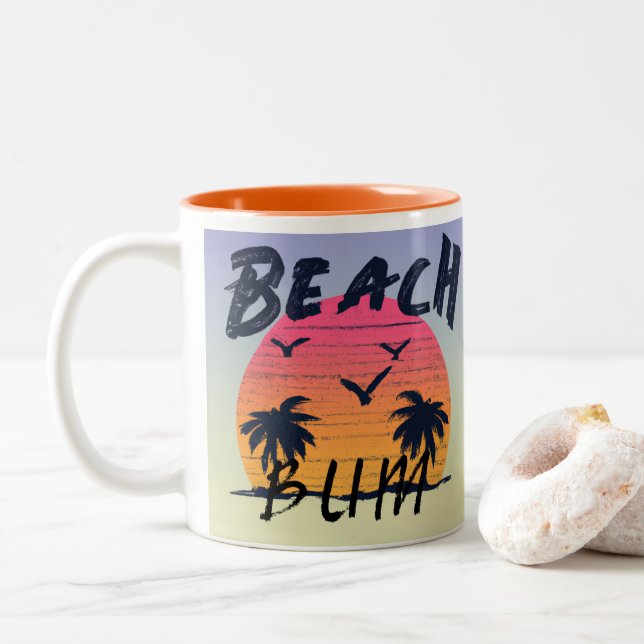 Tasse 2 Couleurs Plage/littoral/tropical/hawaïen (Avec donut)