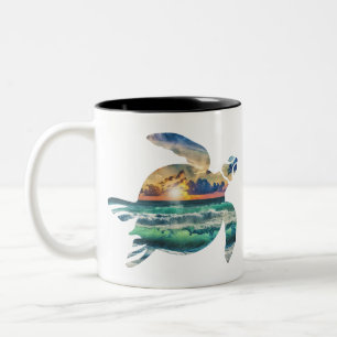 Tasse 2 Couleurs Plage Sunset de la tortue de mer