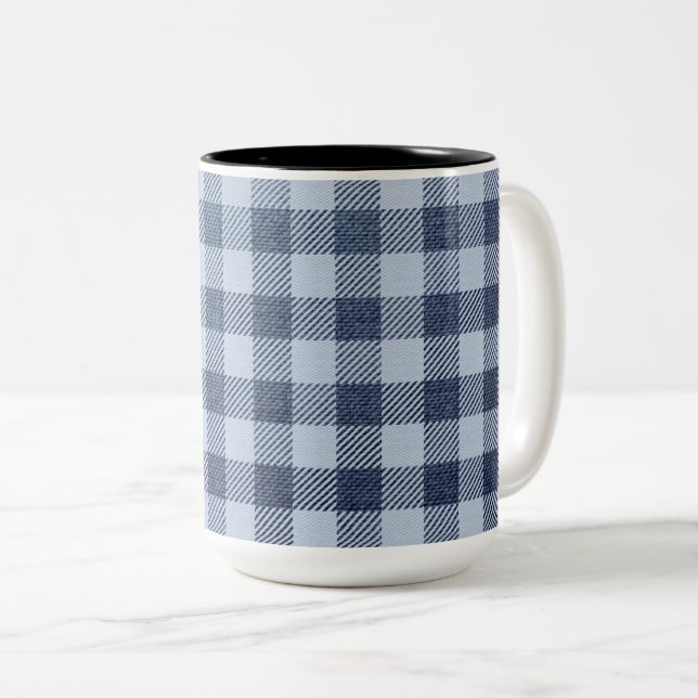 Tasse 2 Couleurs Plaid bleu (Devant droit)