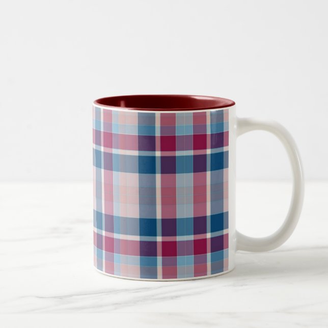 Tasse 2 Couleurs Plaid classique rouge et bleu (Droit)