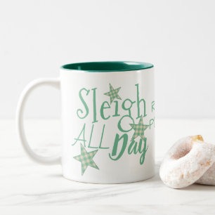 Tasse 2 Couleurs Plaid Green Creme Star Typographie Sleigh Toute La