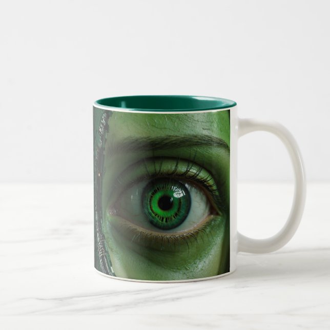 Tasse 2 Couleurs Plaisir Cyber-Oeil Vert (Droit)