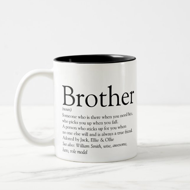 Tasse 2 Couleurs Plaisir noir et blanc Définition moderne de frère  (Gauche)