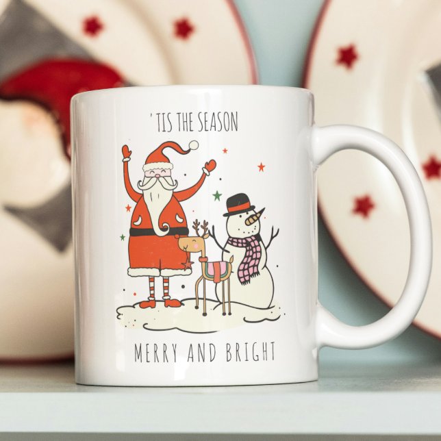 Tasse 2 Couleurs Plaisir personnalisé Père Noël Snowman Reindeer No (Créateur téléchargé)
