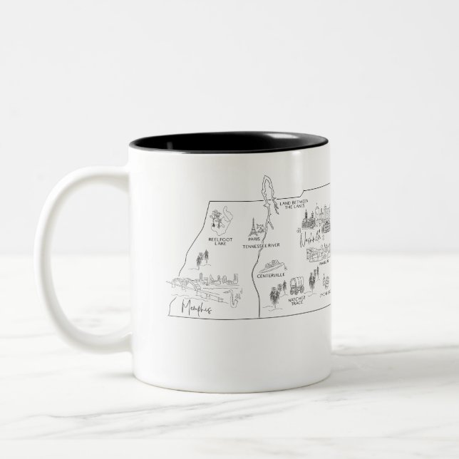 Tasse 2 Couleurs Plan à la main du Tennessee (Gauche)