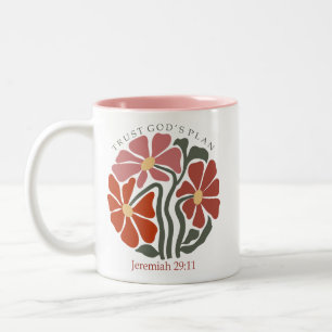Tasse 2 Couleurs Plan des dieux de confiance Bible Verse Fleur sauv