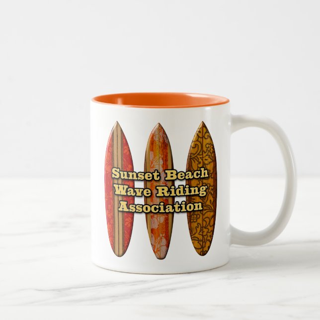 Tasse 2 Couleurs Planches de surf Wave Riders Sunset Beach Hawaïenn (Droit)