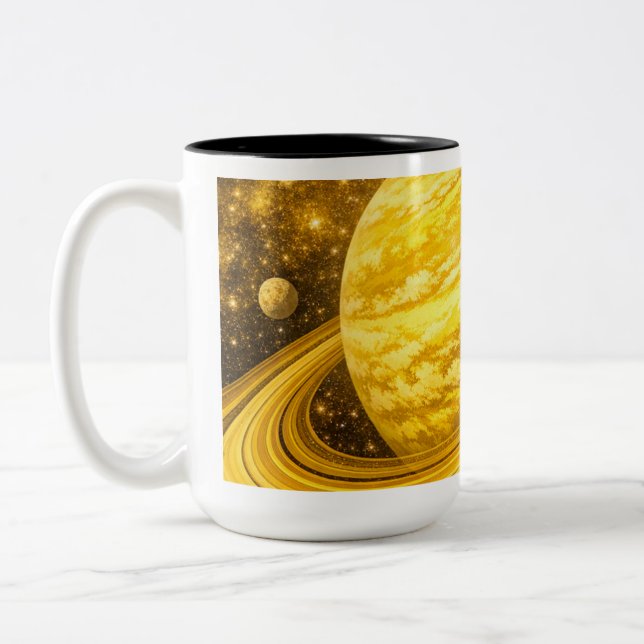 Tasse 2 Couleurs Planète jaune avec anneaux (Gauche)