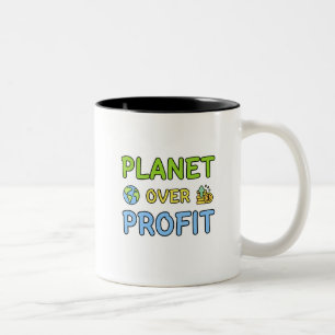 Tasse 2 Couleurs Planète sur le profit - Durabilité café à deux ton