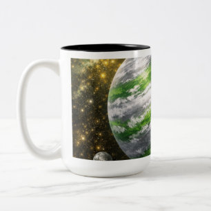 Tasse 2 Couleurs Planète verte et argentée
