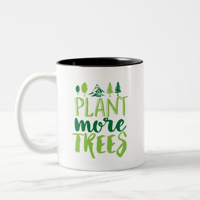 Tasse 2 Couleurs Plante Plus d'arbres Citation de Jour des terres i (Gauche)