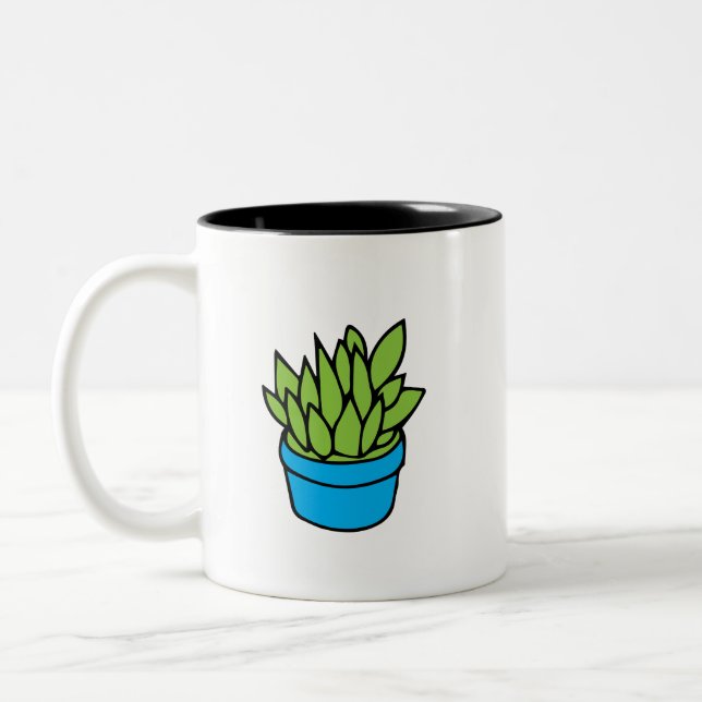 Tasse 2 Couleurs Plante Succulent dans Blue Planter (Gauche)