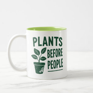 Tasse 2 Couleurs Plantes amusantes avant les gens Art de tampon à e