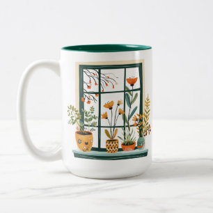 Tasse 2 Couleurs Plantes en pot sur la fenêtre
