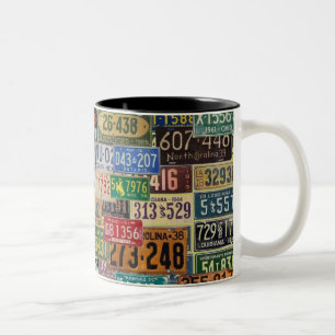 Tasse 2 Couleurs Plaques de licence vintages