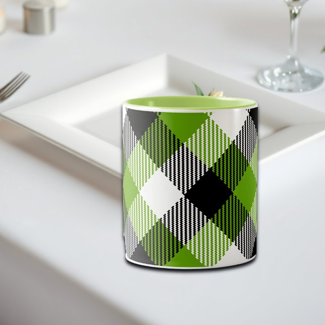 Tasse 2 Couleurs Plaques Tartan simples Vert néon (Créateur téléchargé)