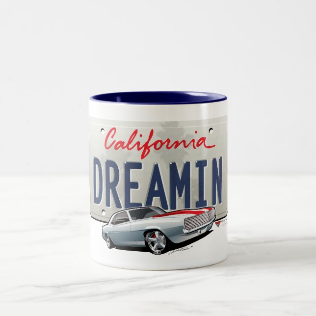 Tasse 2 Couleurs Plat de la Californie dreamin-Camaro2 (Centre)